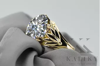 Yellow 8k gold Zircon ring vrc029x-zi Vintage style Art Deco USSR era jewelry, Russian style